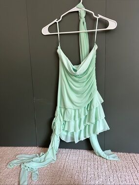 SHEIN Mint Green Ruffled Mini Dress